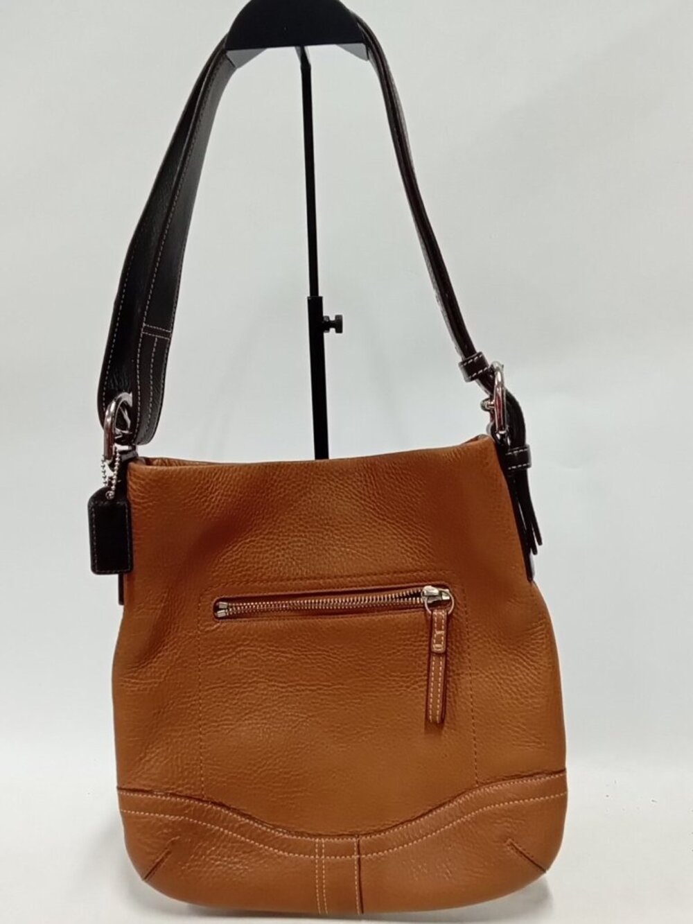 Coach Brown Thick Pebbled Leather Shoulder Bag